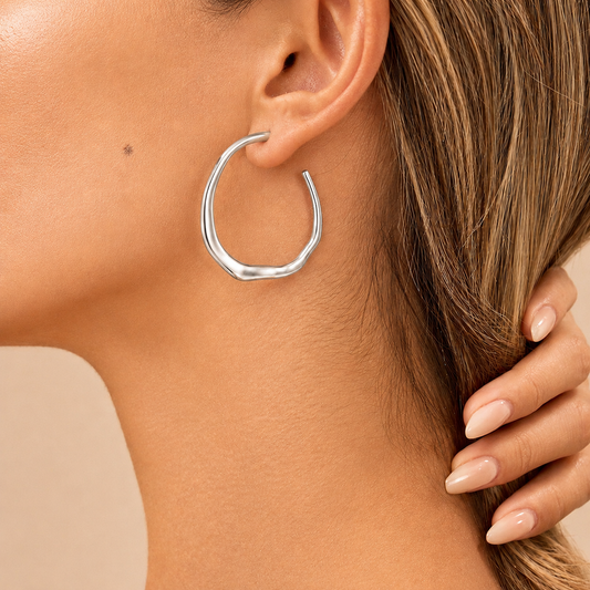 Ripple Silver Hoop Earrings