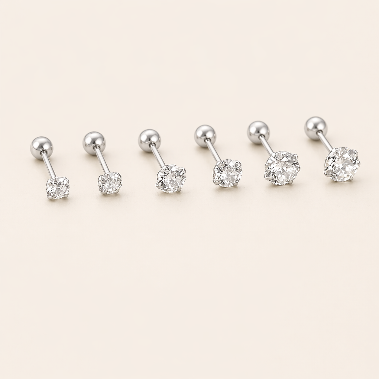 Dainty Silver Zircon Studs