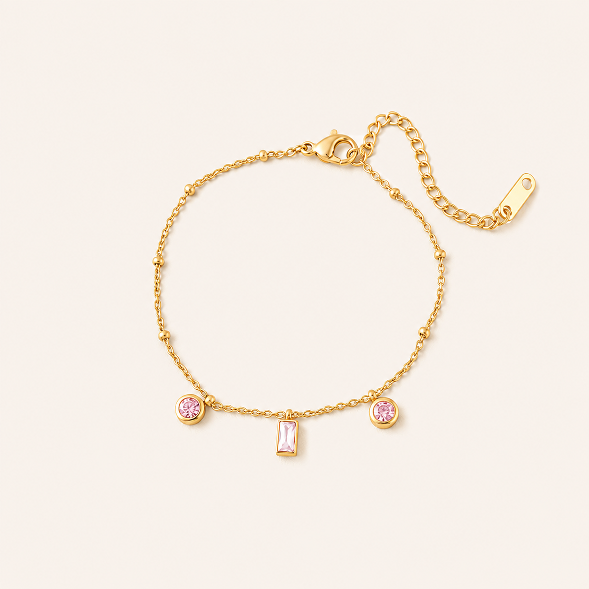 Lucy Gold and Pink Zircon Bracelet
