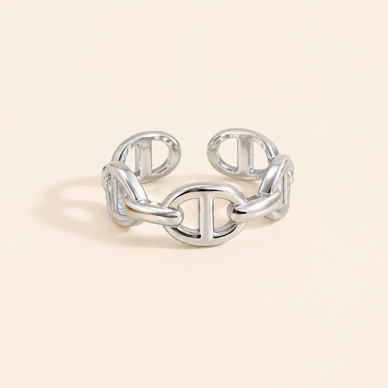 Linked Silver Adjustable Ring
