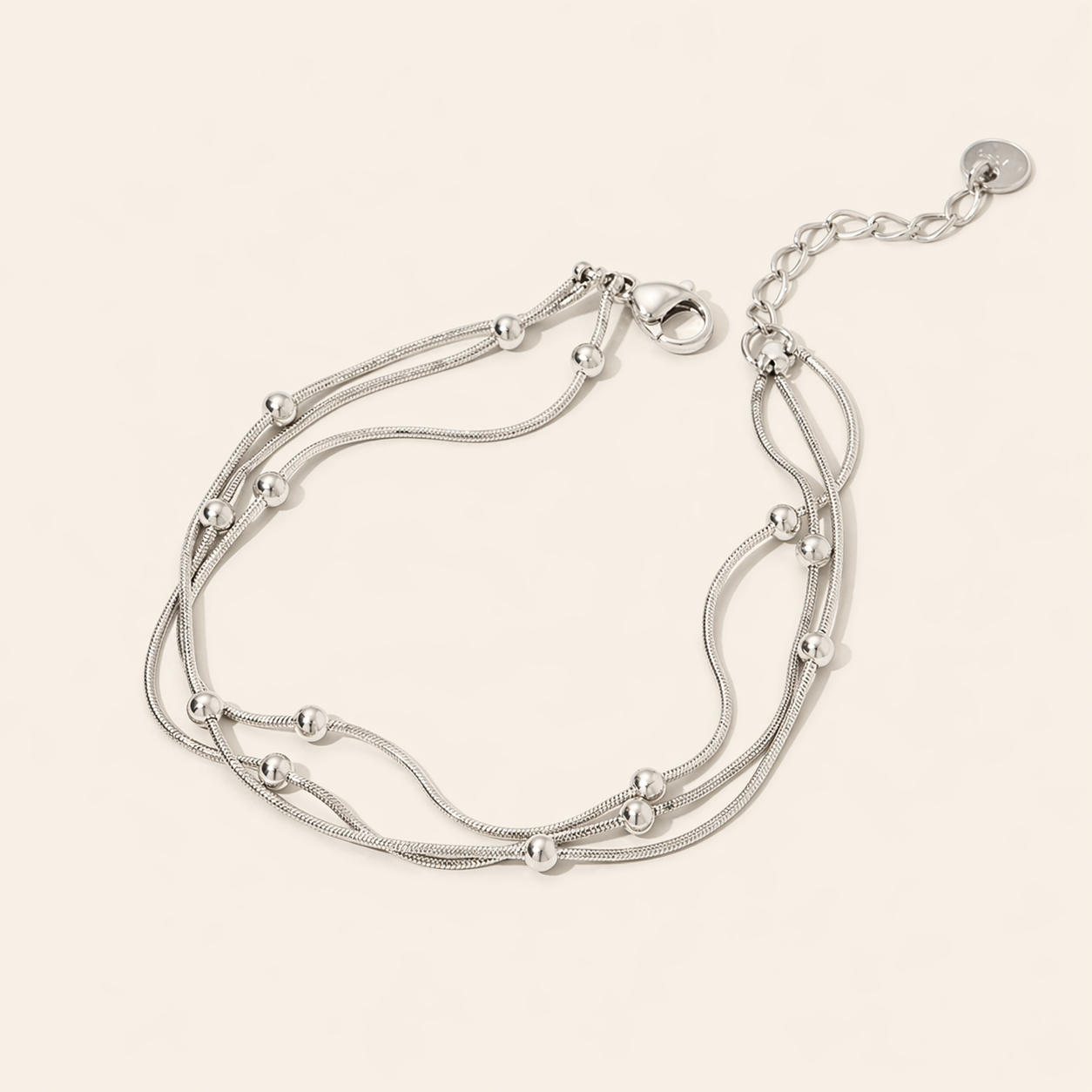 Milani Silver 3 Layer Beaded Bracelet