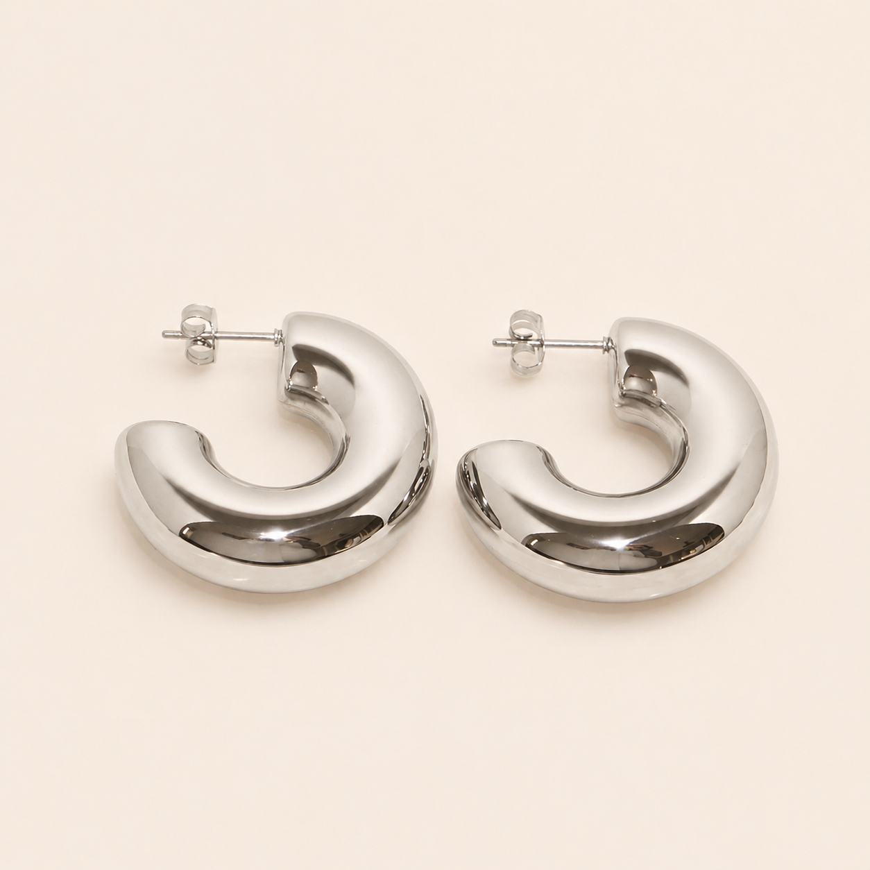 Chunky Silver Glow Hoops