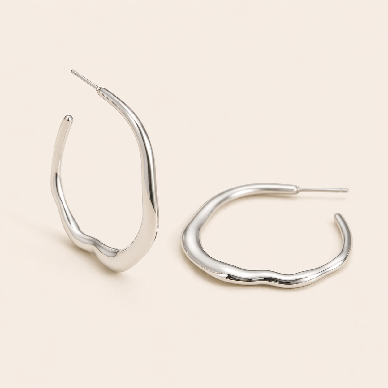 Ripple Silver Hoop Earrings
