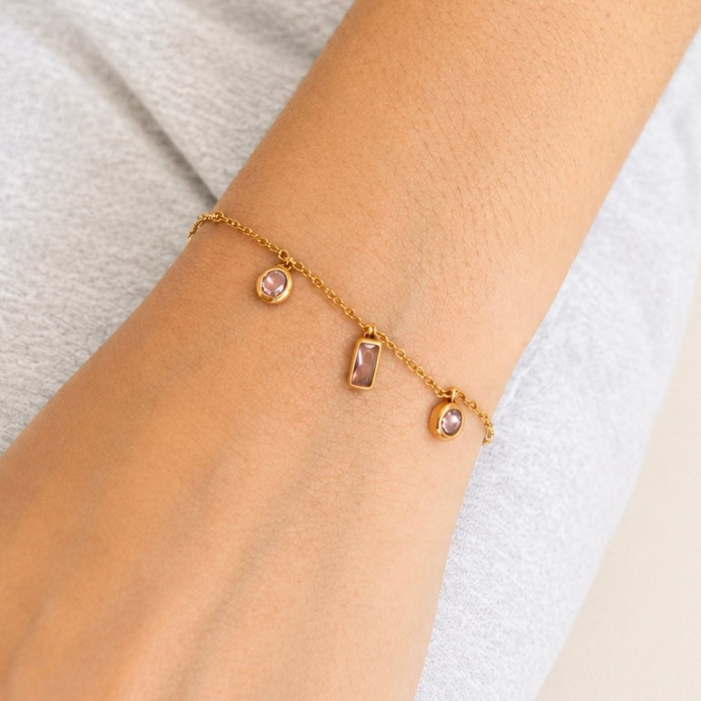 Lucy Gold and Pink Zircon Bracelet