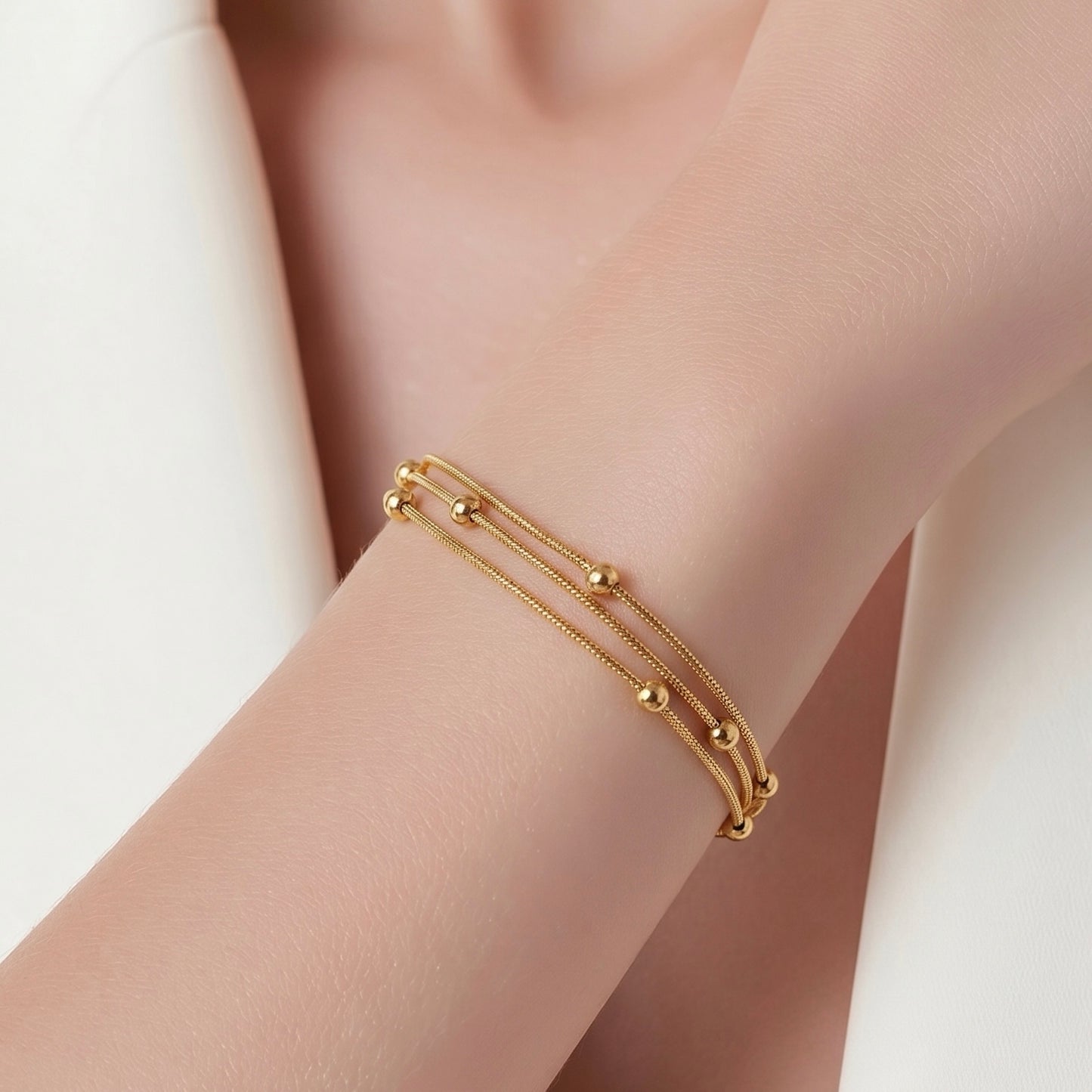 Gold Milani 3 Layer Beaded Bracelet